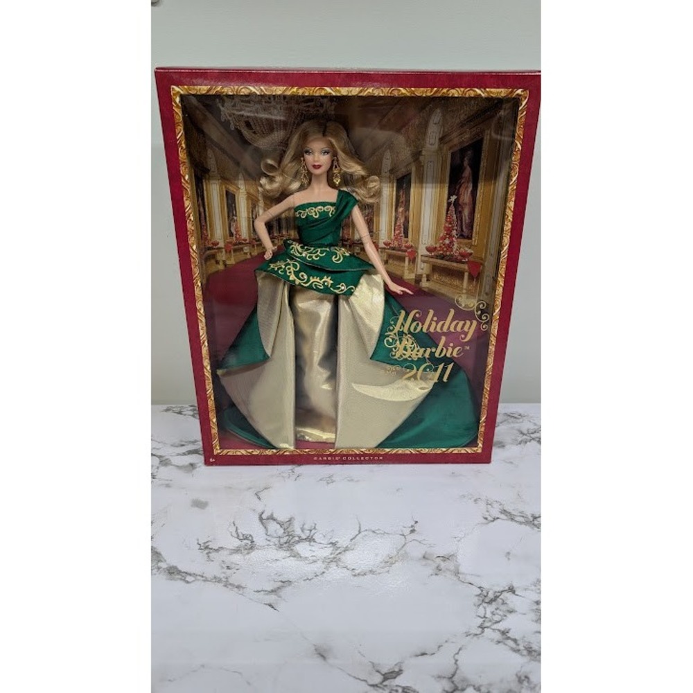 Holiday Barbie 2011 Blonde Collector Doll Green & Gold Gown NRFB